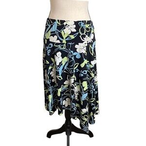 Merona Asymmetrical Skirt - Black, Blue, and White Floral